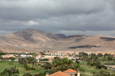 Golf Sahası içinde caleta de Fuste üzerinde Fuertaventura, Kanarya Adaları, İspanya