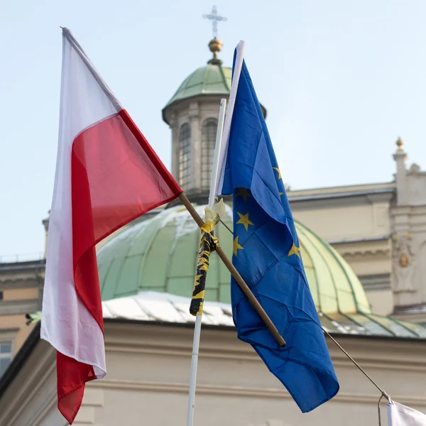 La manifestación contra la vigilancia en Internet "En defensa de su libertad" organizada a través del Comité para la Defensa de la Democracia / KOD /. Cracovia, Polonia —  Fotos de Stock