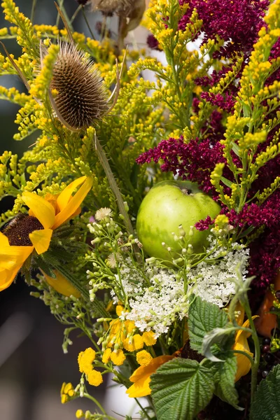 Handmade  beautiful bouquets from flowers and herbs — Stock Photo, Image