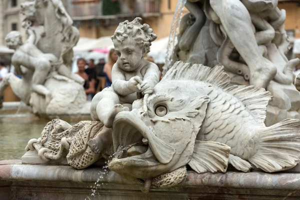 Piazza Navona Fonte de Neptun  . — Fotografia de Stock