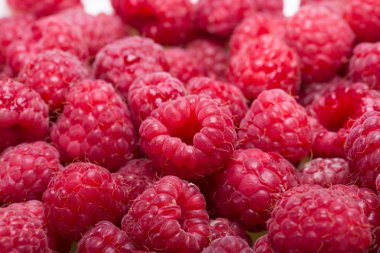 Taze toplanmış güzel bir kırmızı ahududu seçimi..