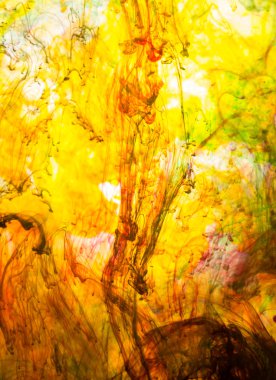 Akrilik renkler ve mürekkep su. arka plan.