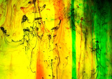 Akrilik renkler ve mürekkep su. arka plan.