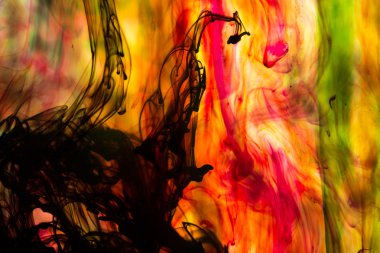 Akrilik renkler ve mürekkep su. arka plan.