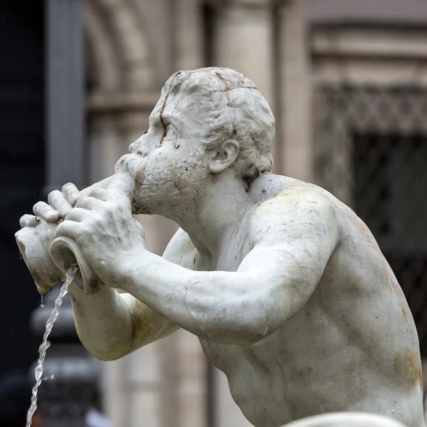 Fontana del Moro (Fontanna Maurów) na Piazza Navona. Rzym, Włochy — Zdjęcie stockowe