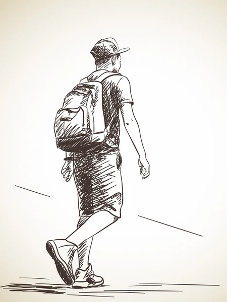 草绘的行走的人 — 图库矢量图片