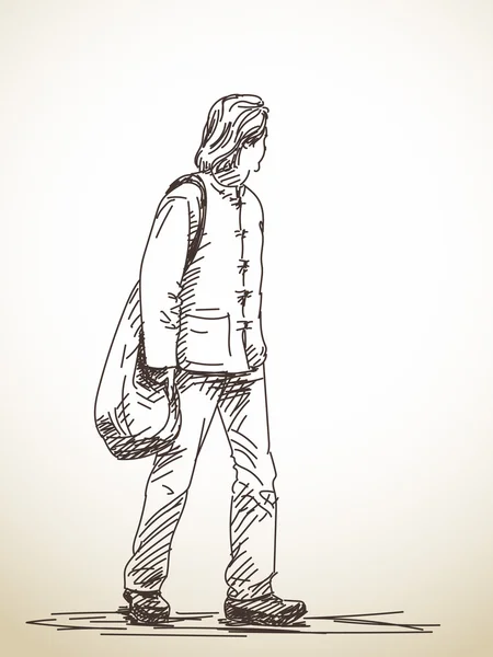 草绘的行走的人 — 图库矢量图片