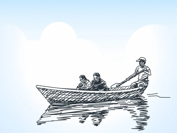 Туристів на веслувальному човні — стоковий вектор