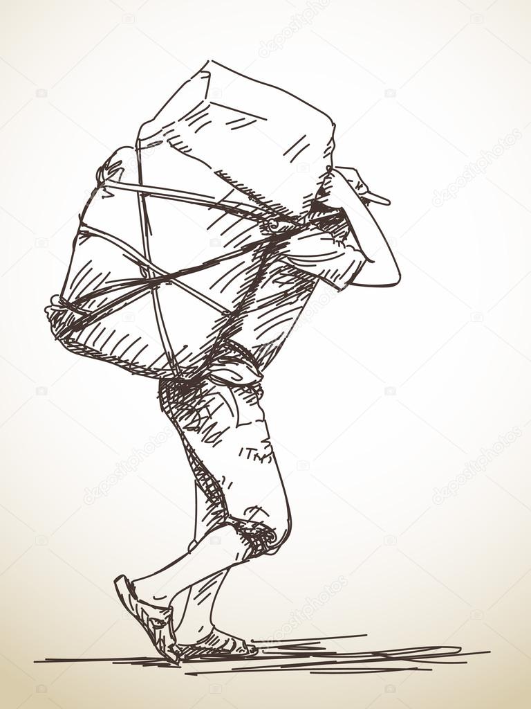 Homem Dos Desenhos Animados Com O Saco Em Sua Cabeça Ilustração do Vetor -  Ilustração de trabalhador, homem: 29885241
