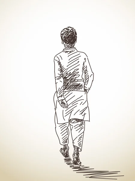 Sketch of walking man — Stock Vector
