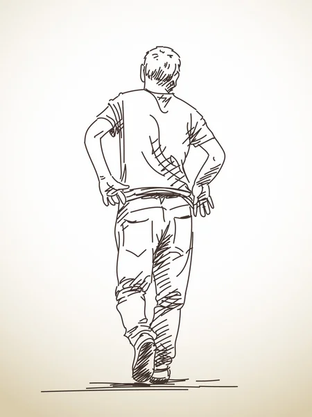 Σκίτσο του περπατήματος άνθρωπος — Διανυσματικό Αρχείο