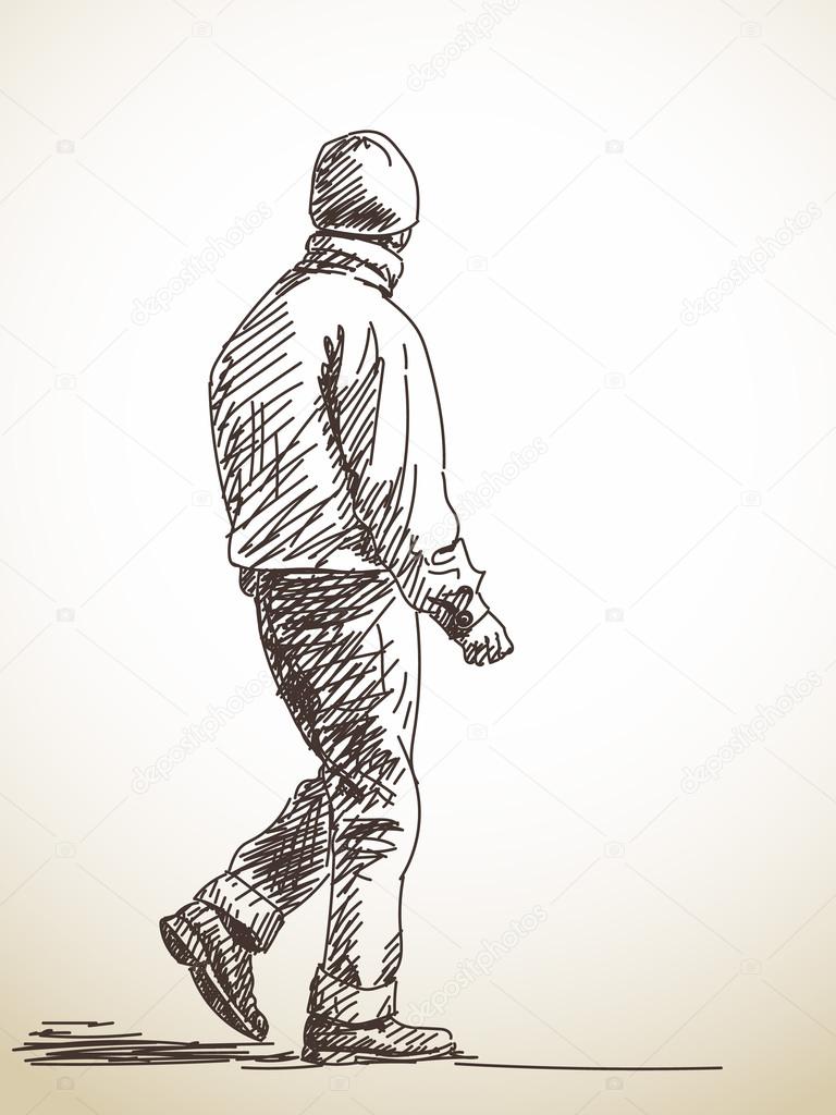 Full body sketch of a man on Craiyon