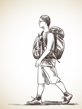 iki sırt çantaları ile yürüyen turist