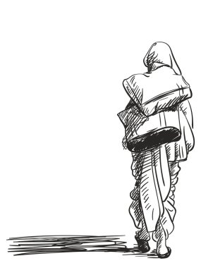 Hintli kadın çantaları taşırken