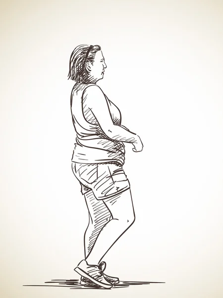歩いている女性のスケッチ — ストックベクタ
