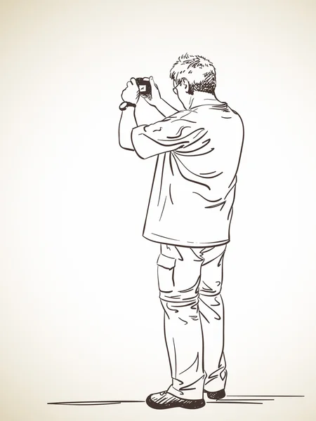 Hombre tomando fotos con el teléfono inteligente — Vector de stock