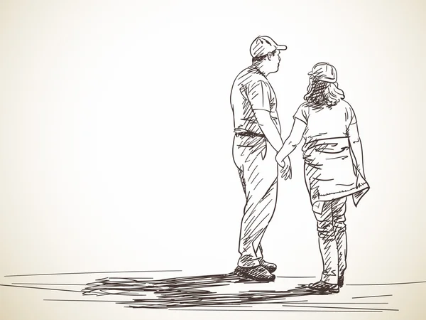 Croquis de couple aimant — Image vectorielle