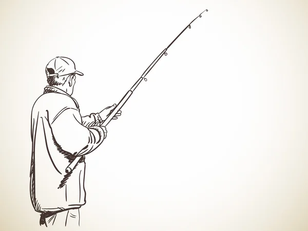 Эскиз рыбака — стоковый вектор