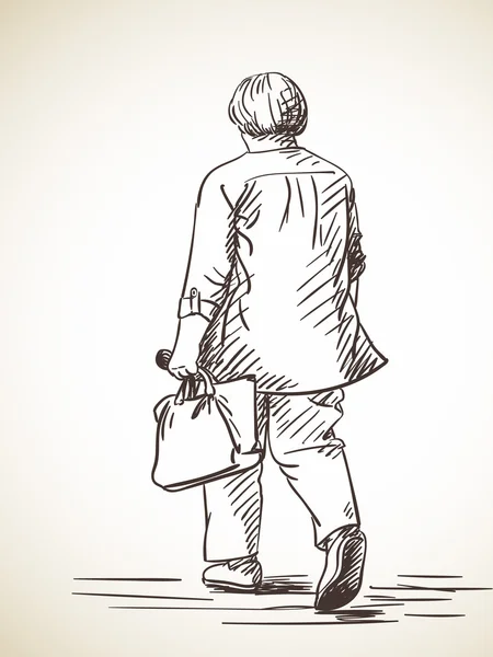 Croquis de la femme qui marche — Image vectorielle