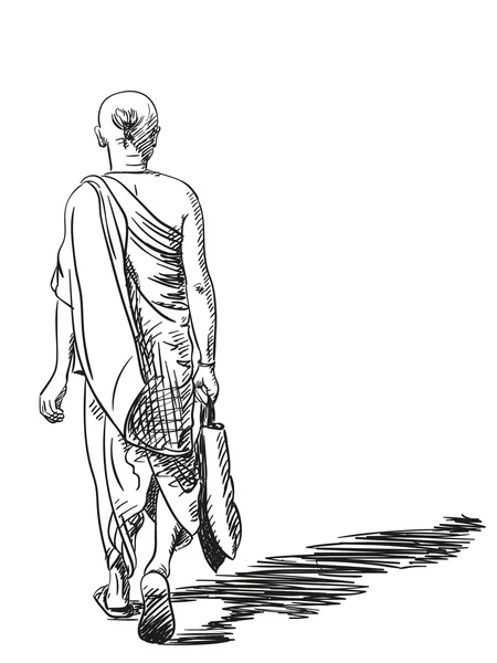Hombre brahmin caminando — Vector de stock