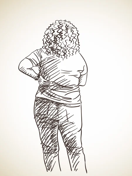 Skizze einer stehenden Frau — Stockvektor
