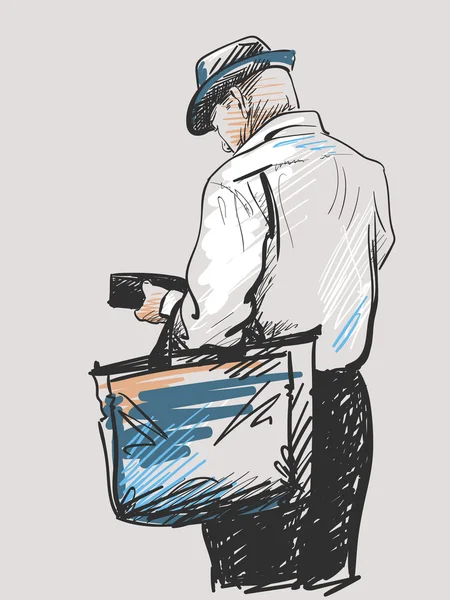 时髦的衣服和帽子的男人 — 图库矢量图片