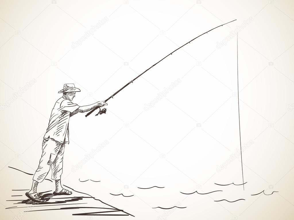 Sketch of fishing man — Stock Vector © OlgaTropinina ...