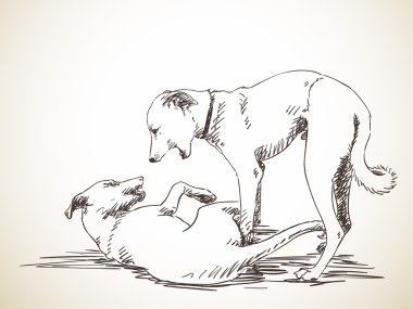 Robot resmini iki oynayan köpek