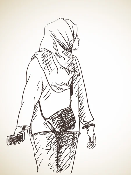 Croquis de femme musulmane — Image vectorielle