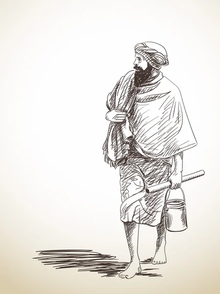 Босоногий ходячий паломник — стоковый вектор