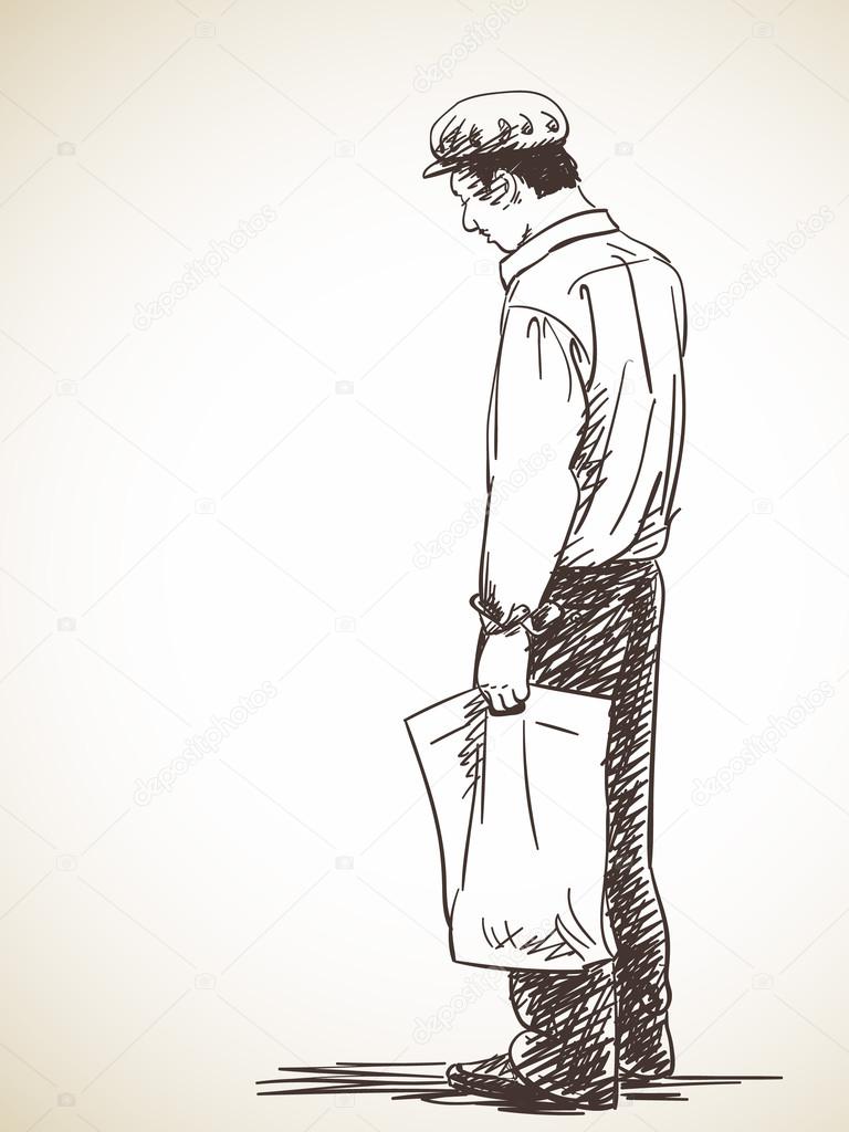Sketch of man standing Stock Vector by OlgaTropinina 113957294