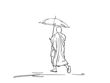 sketch buddhist monk free vector eps, cdr, ai, svg vector illustration
