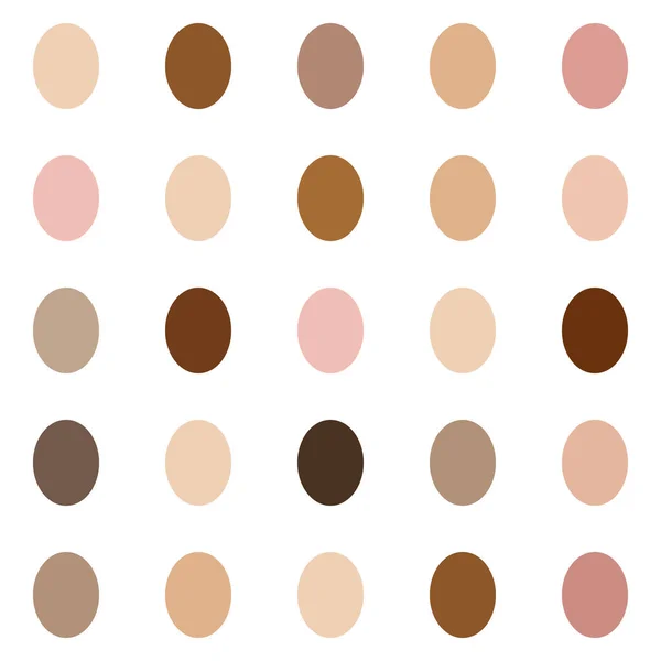 Different Skin Tones Oval Shapes White Background Polka Dot Pattern — Stock Vector