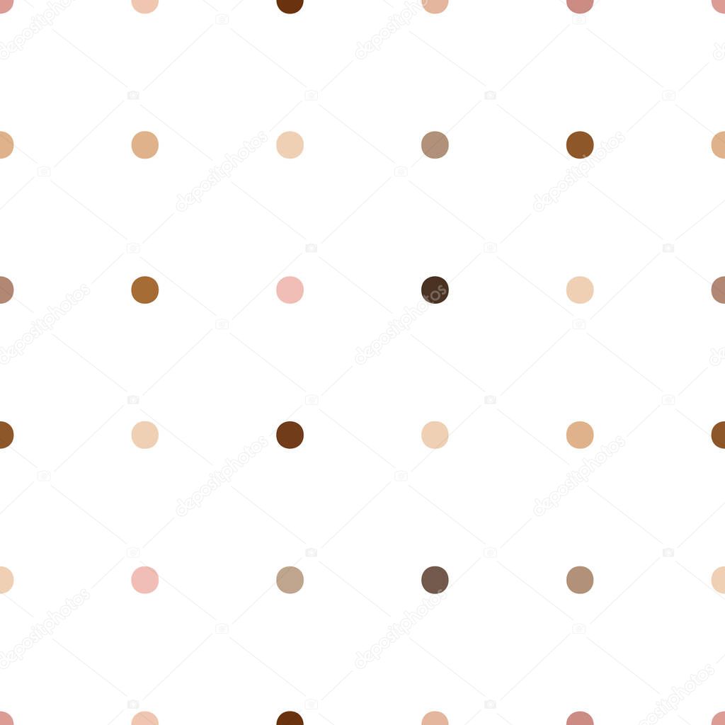 Different skin tone circles on white background. Polka dot seamless pattern