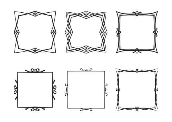 Quadro Quadrado Conjunto Vetorial Ornamental Caligráfico — Vetor de Stock