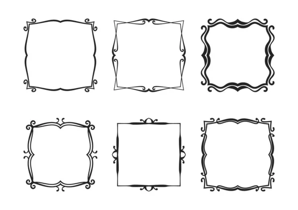 Set Vettoriale Cornice Quadrata Calligrafica Ornamentale — Vettoriale Stock