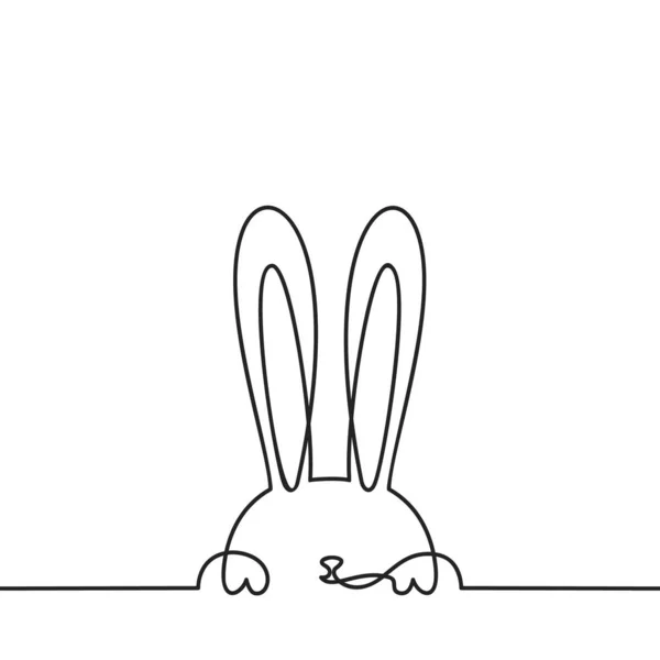 东方兔连续画线 黑白矢量简约手绘图解 — 图库矢量图片