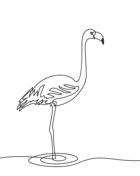 Ciągły Rysunek Linii Flaminga Czarno Biały Wektor Minimalistyczny Ręcznie Rysowane — Wektor stockowy