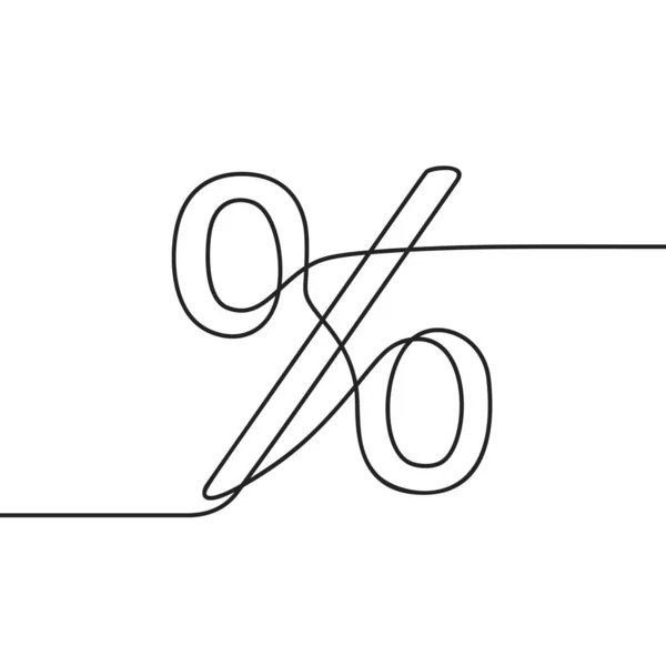 Desenho Linha Contínua Sinal Percentual Vetor Preto Branco Ilustração Minimalista —  Vetores de Stock