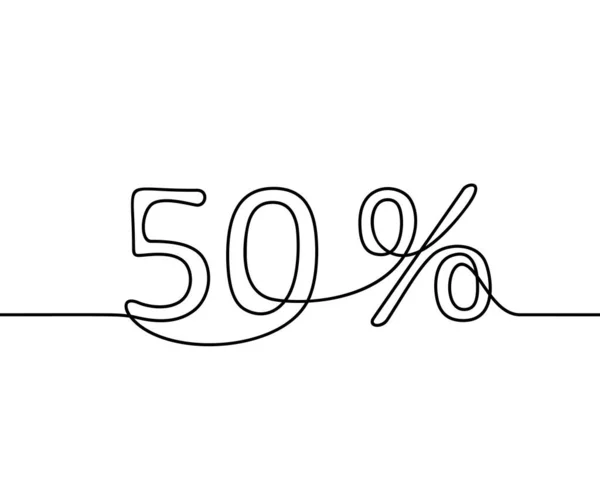 Continuous Line Drawing Percent Sign Black White Vector Minimalistic Hand — Stock Vector