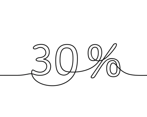 Continuous Line Drawing Percent Sign Black White Vector Minimalistic Hand — Stock Vector