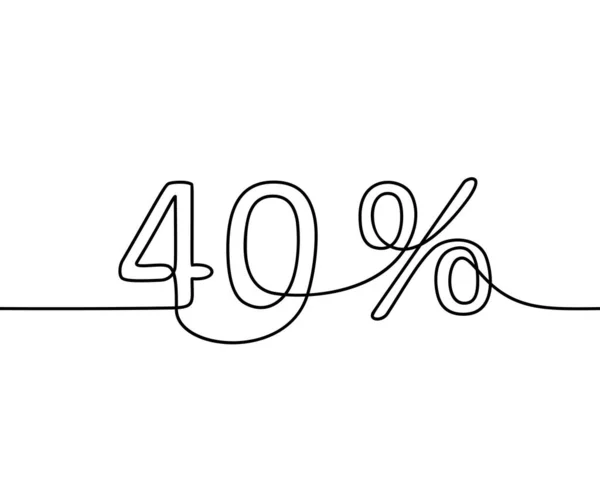Continuous Line Drawing Percent Sign Black White Vector Minimalistic Hand — Stock Vector