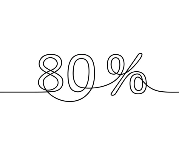 Continuous Line Drawing Percent Sign Black White Vector Minimalistic Hand — Stock Vector