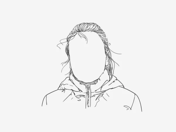 顔のない女の子の肖像画のベクトルスケッチ 手描きイラスト孤立 — ストックベクタ