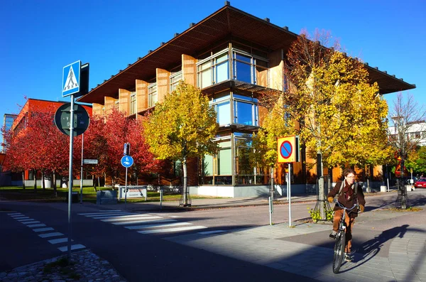 Vasteras Schweden Oktober 2018 Stadtleben Foto Schüler Radelt Der Nähe — Stockfoto