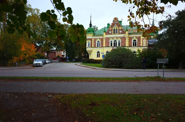 Koping Suecia Octubre 2018 Edificio Antiguo Calle Vacía Día Gris — Foto de Stock