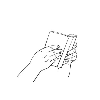 El ele tutuşma kitabı, el çizimi vektör çizimi izole edilmiş.