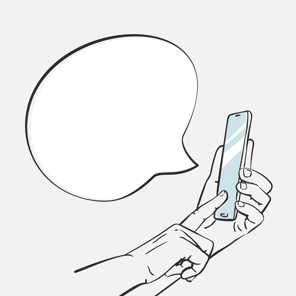 Parmak Dokunuşu Ekranı Ile Akıllı Telefondan Konuşma Balonu Çizimi Izole — Stok Vektör