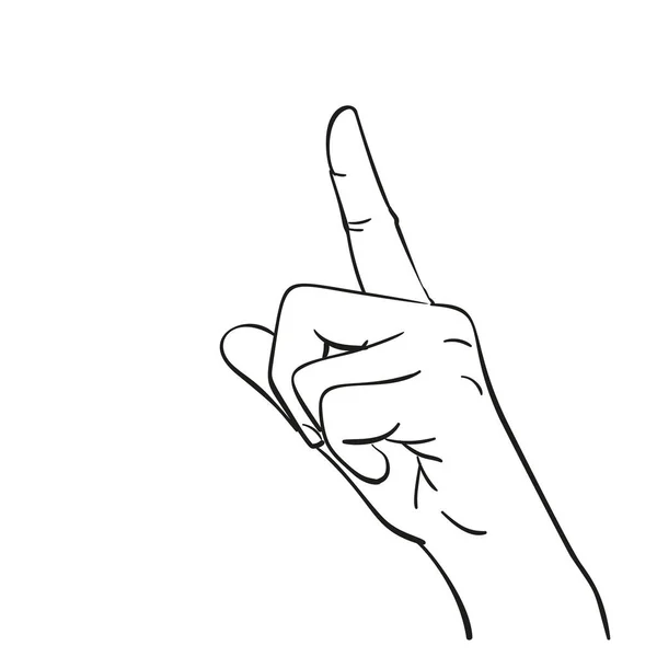 Forefinger Pointing Gesture Vector Sketch Hand Drawn Isolated Illustration Black — Stock Vector