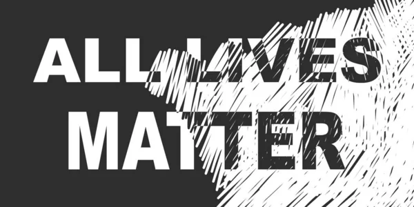 All Lives Matter Banner Ανάμεικτα Ασπρόμαυρα Γράμματα Vector Sketch Χειρόγραφη — Διανυσματικό Αρχείο